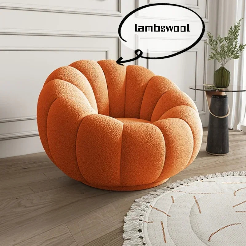 Modern Living Room Sofa Lambswool Pumpkin Sofa Chair Creative Home Balcony Swivel Lounge Chair Fitting Room Bedroom Single Sofas
