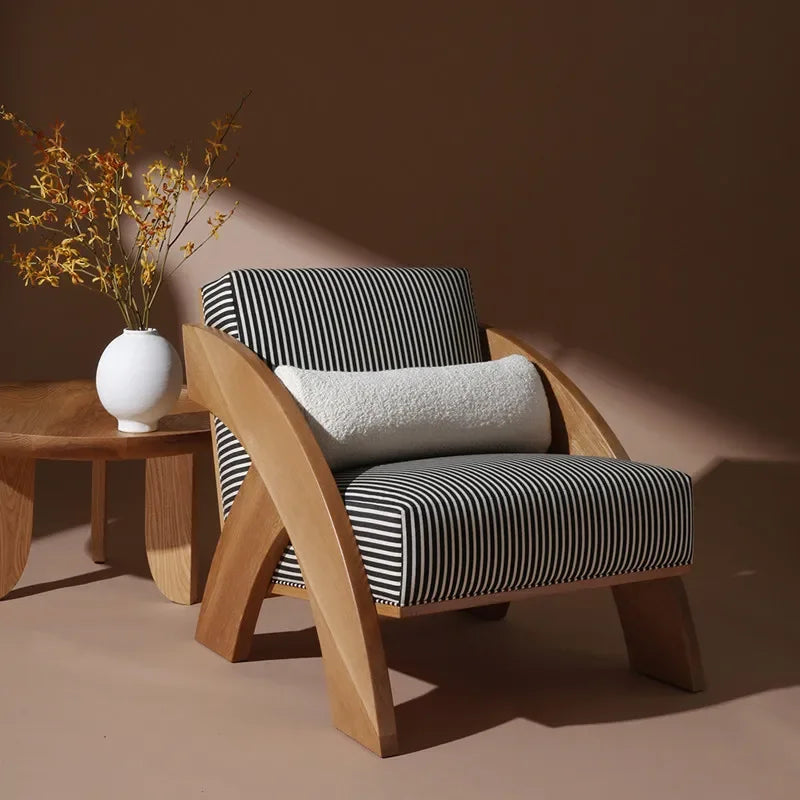 Solid wood living room sofa chair simple household balcony single chair lazy leisure chair