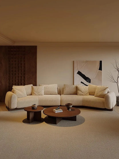 Moon sofa semi-circular living room French lamb wool fabric sofa designer