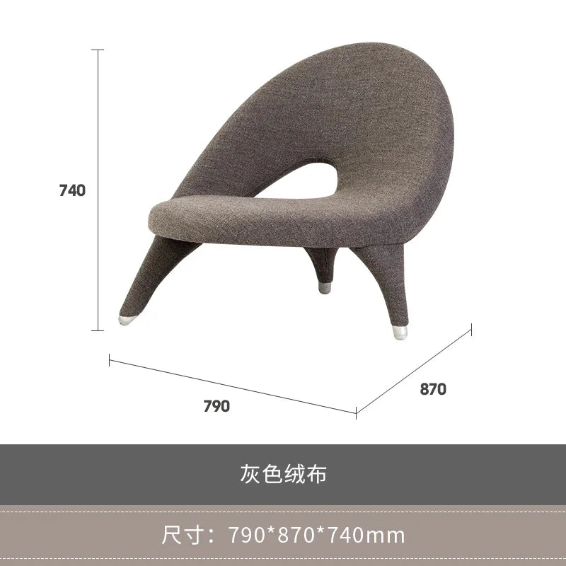 Italian Minimalist Creative Single Fabric Sofa Modern Light Luxury Home Living Room Bedroom Wingback Chair