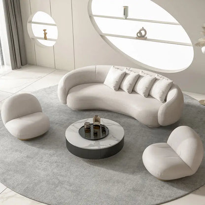 Creative, lamb wool, Nordic, fabric, curved, sofa, light luxury, simple