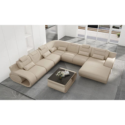 Living Room Luxury Corner Couches Furniture Set U Shape Cover Sectional Leather Sofa