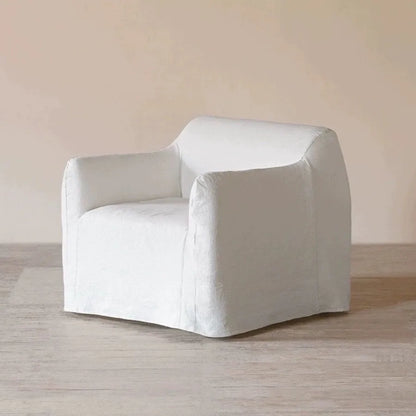 North American wabi style Japanese style white cream linen cotton and linen designer living room B & B straight