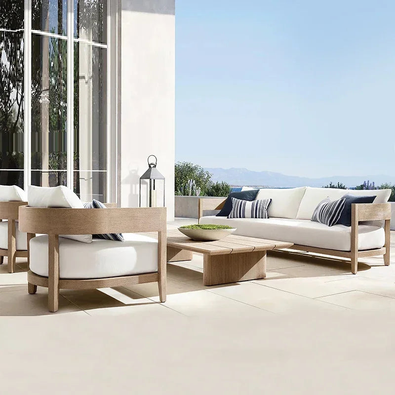 Italian Style Simplicity Waterproof and Sunscreen Garden Sofas Teak Modern Garden Sofas Designer Outdoor Furniture Divano HBOS