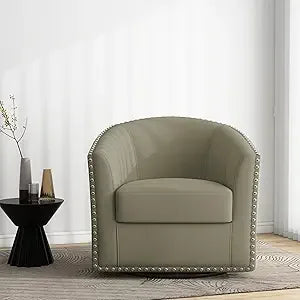 Swivel Accent Chair Armchair, Modern Round Single Sofa Seating Comfy Reading Barrel Chairs for Living Room Bedroom (Beige, Set o
