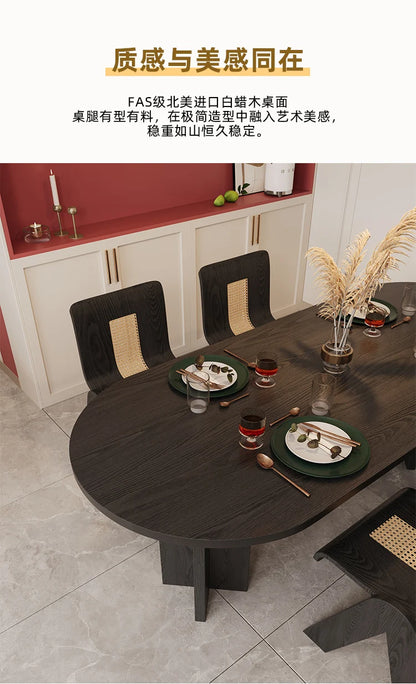 HTT oval dining table and chairs retro living room modern light luxury dining room rock slab home accessories