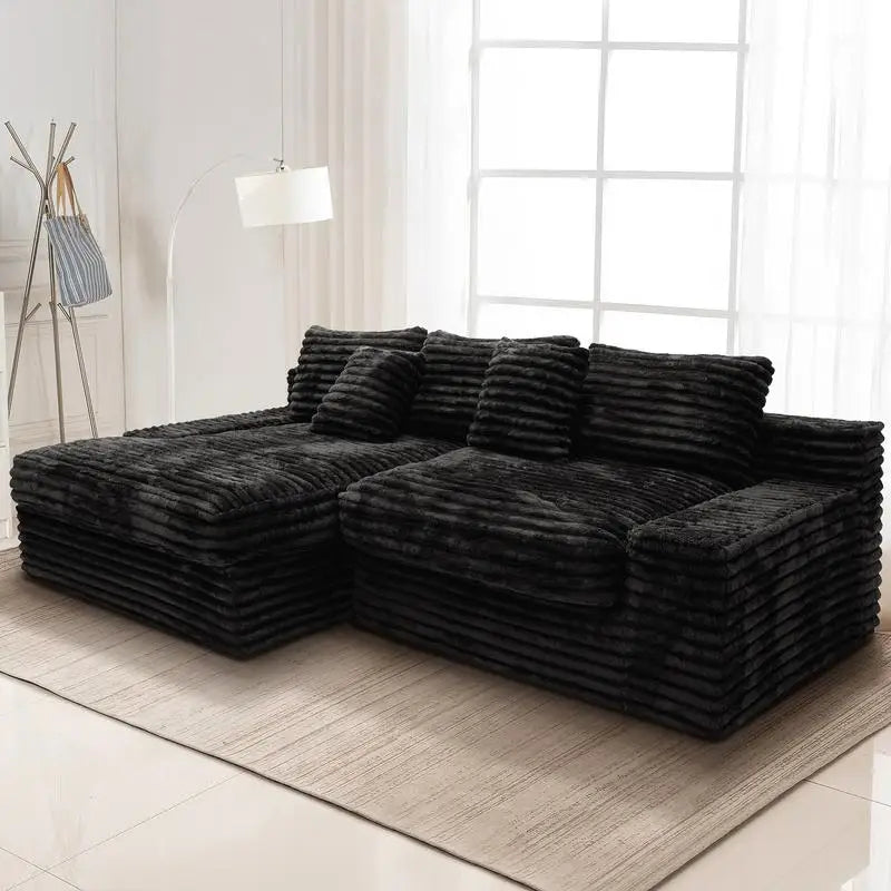 Modular Sectional Sofa, Upholstered Couch for Living Room & Bedroom, No Assembly Needed, 2-Piece Free Combination, Plush