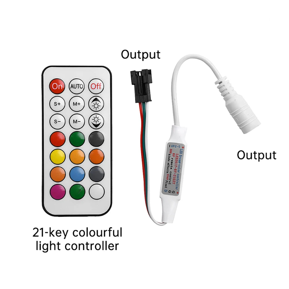 DC5-24V 21 Keys LED Controller RF Wireless Remote LED Dimming Controller RGB For Strip Light WS2812 WS2812B WS2811 WS2813