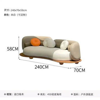 Outdoor sofa courtyard garden open-air balcony sofa leisure creative cloud deck chair combination homestay teak furniture