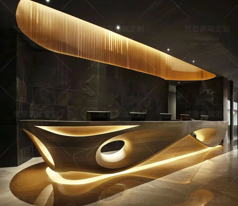 Painting front desk FRP reception desk Special-shaped creative service Bar counter Company information desk customization