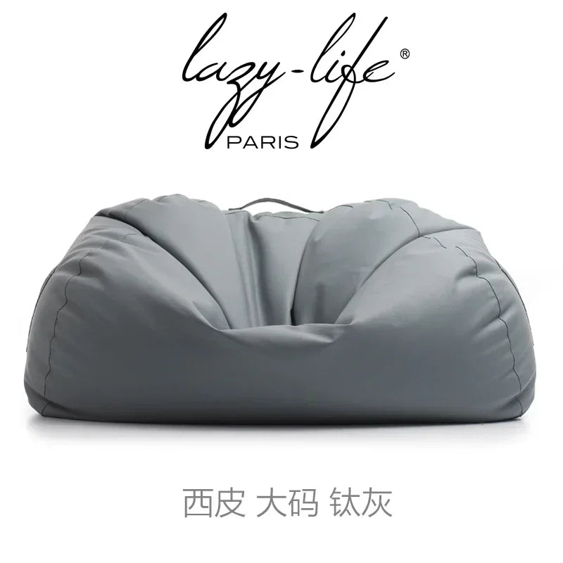 Light luxury leather lazy sofa bean bag balcony lying down single double large tatami seat