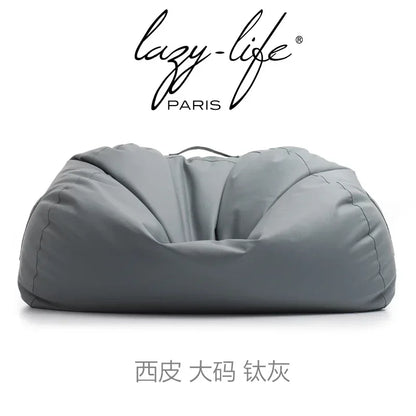 Light luxury leather lazy sofa bean bag balcony lying down single double large tatami seat