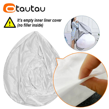 OTAUTAU 5ft Giant Fluffy Faux Bunny Fur Bean Bag Cover Winter Christmas Pouf Cover DD003【No Filler!Need uy Filler By Yourself!】
