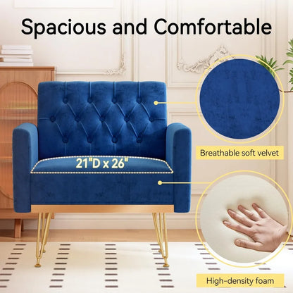 Accent Chair for Living Room, Comfy Oversized Velvet Upholstered Arm Chairs, Mid Century Modern Reading Single Sofa Side Chair