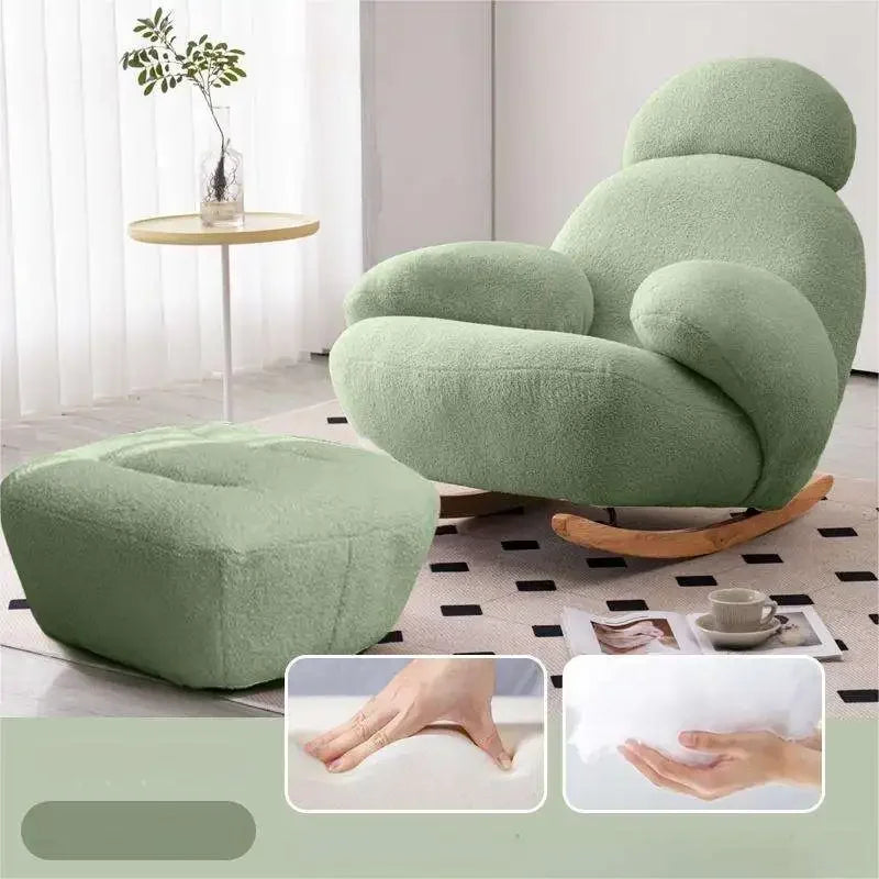 Big white Internet celebrity rocking chair lazy sofa single rocking cream living room lazy chair simple balcony bedroom