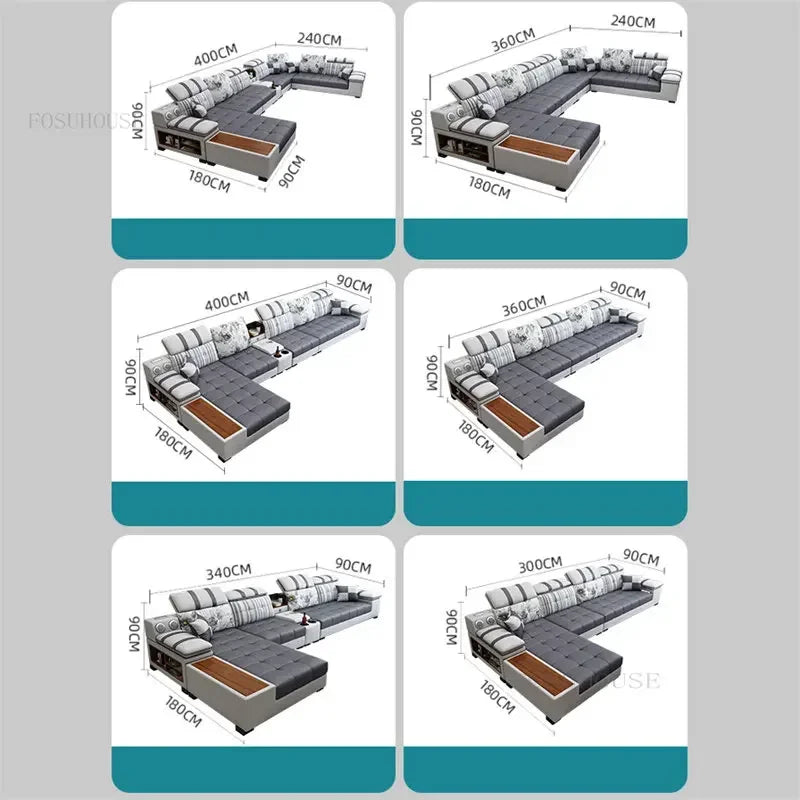 Nordic Luxury Technology Cloth Sofa for Living Room Furniture Modern Living Room Sofa Combination Large Apartment Sofa Set u