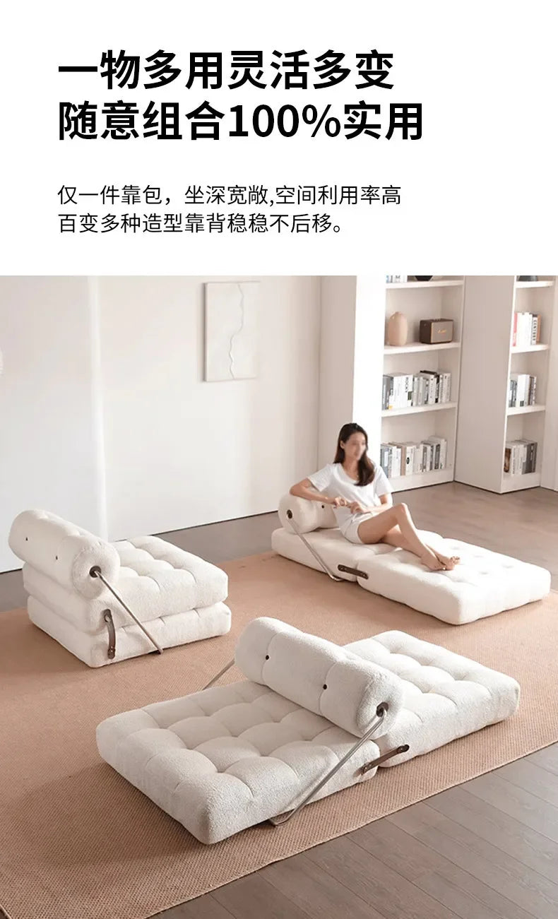 Convertible Folding Fabric Sofa Chair Bed with Reclining Backrest
