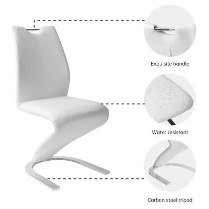 Dining Chairs Set of 2,Modern Kitchen Dining Room Armless Upholstered Side Chairs in PU Leather Cushion Seat and Sturdy