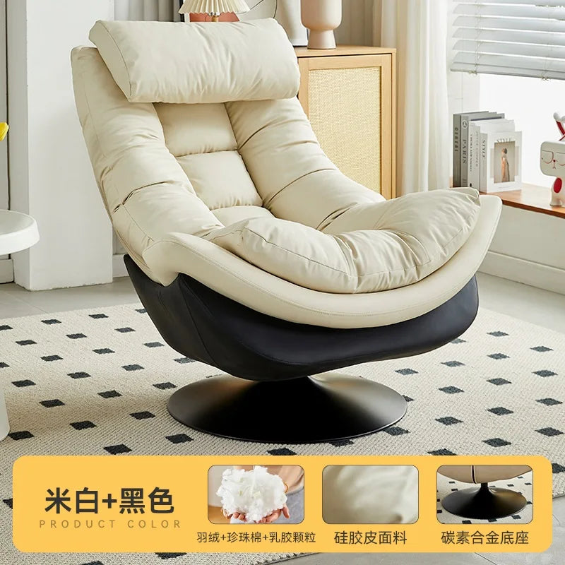 Nordic single sofa chair, living room balcony sun lazy chair, can lie down and sleep modern simple wind leisure swivel chair