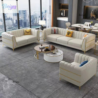 Italian-American small apartment living room three or four-person leather sofa luxury modern simple corner combination concubine