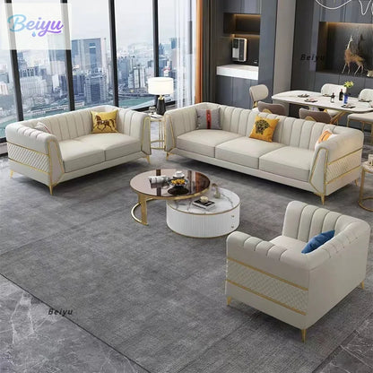 Italian-American small apartment living room three or four-person leather sofa luxury modern simple corner combination concubine