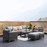 Outdoor Furniture, Patio Wicker Sectional Sofa Modular Furniture Set Single Sofa with Thick Cushions for Deck Porch Poolside Ga
