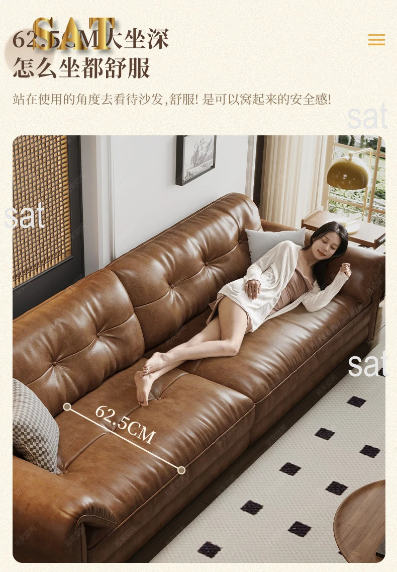 Minimalist Brown Sleep Sofa Faux Leather Designer Loveseat Lazy Sofa Couch Cloud Divano Da Soggiorno Living Room Furniture