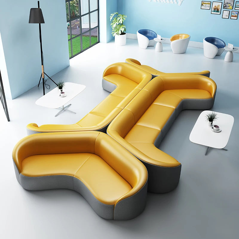 Cuir artificiel réception bureau canapé affaires salon combinaison irrégulière fauteuil canapé salon chambre canapé meubles