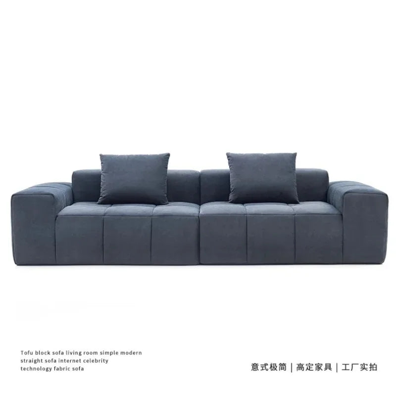Full Sponge Compressed Fabric Sofa Modern Simple Living Room Couch Tofu Block Sofa Small Apartment Straight Row Combination Sofa