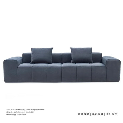 Full Sponge Compressed Fabric Sofa Modern Simple Living Room Couch Tofu Block Sofa Small Apartment Straight Row Combination Sofa