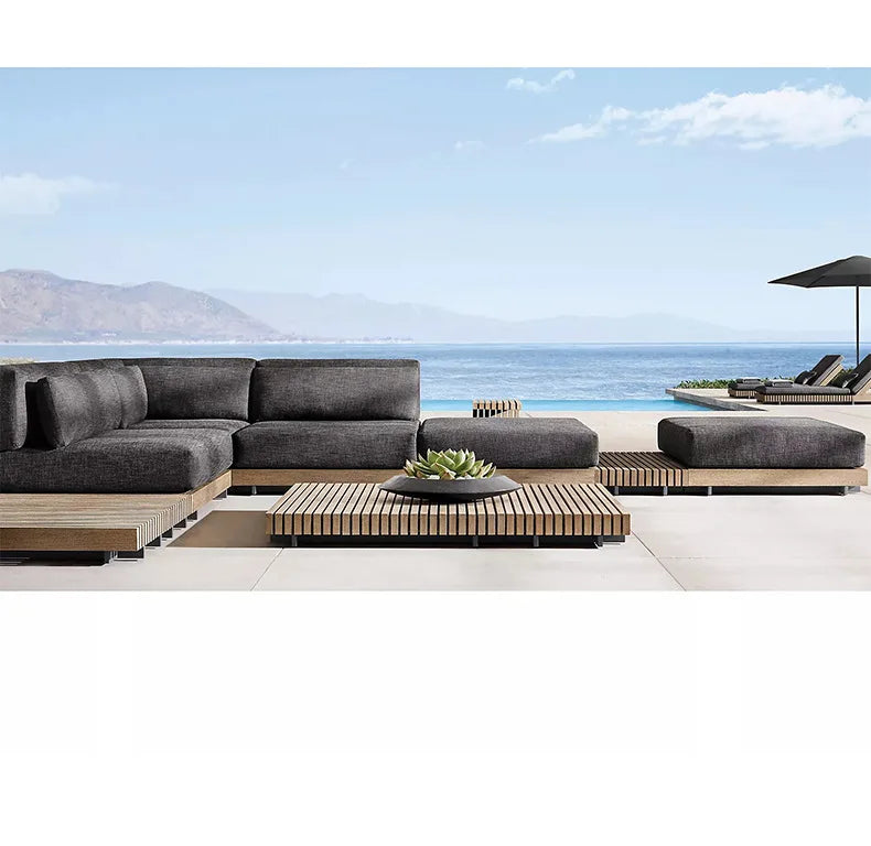Nordic, outdoor, sofa, hotel, coffee table, outdoor, open-air, villa, solid wood, sofa, combination, courtyard, furniture