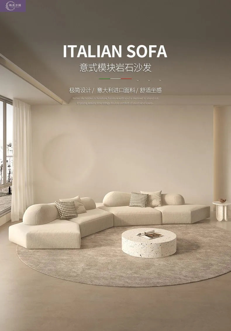 Fabric Sofa Combination Villa Large Apartment Sitting Italian Rock Irregular Special-shaped Large Flat Edta Double-sided