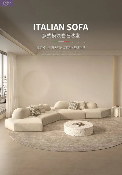 Fabric Sofa Combination Villa Large Apartment Sitting Italian Rock Irregular Special-shaped Large Flat Edta Double-sided