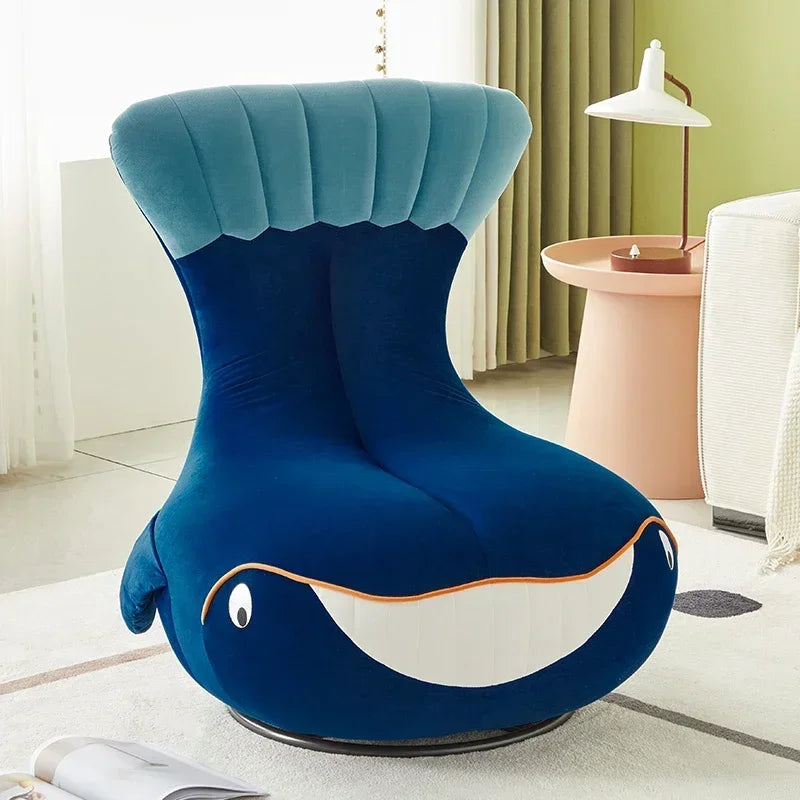 Whale Lazy Sofa Leisure Chair Flannel Rotatable Cute Shark Sofa Single Seat Chair