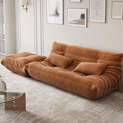 69 Inch Teddy Sofa,Loveseat Bean Bag Couch with Deep Seat,Upholstered Couches for Living Room,Bedroom,Apartment