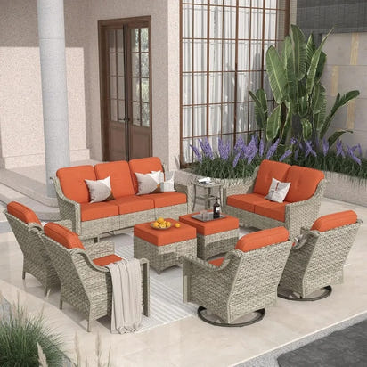Rattan Outdoor Sofa Set for Patio, Garden, Poolside, and Deck Furniture