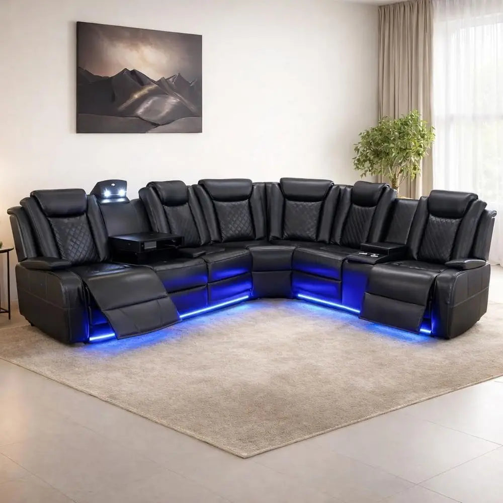Power Recliner Set with LED, Cup Holders & Home Theater
