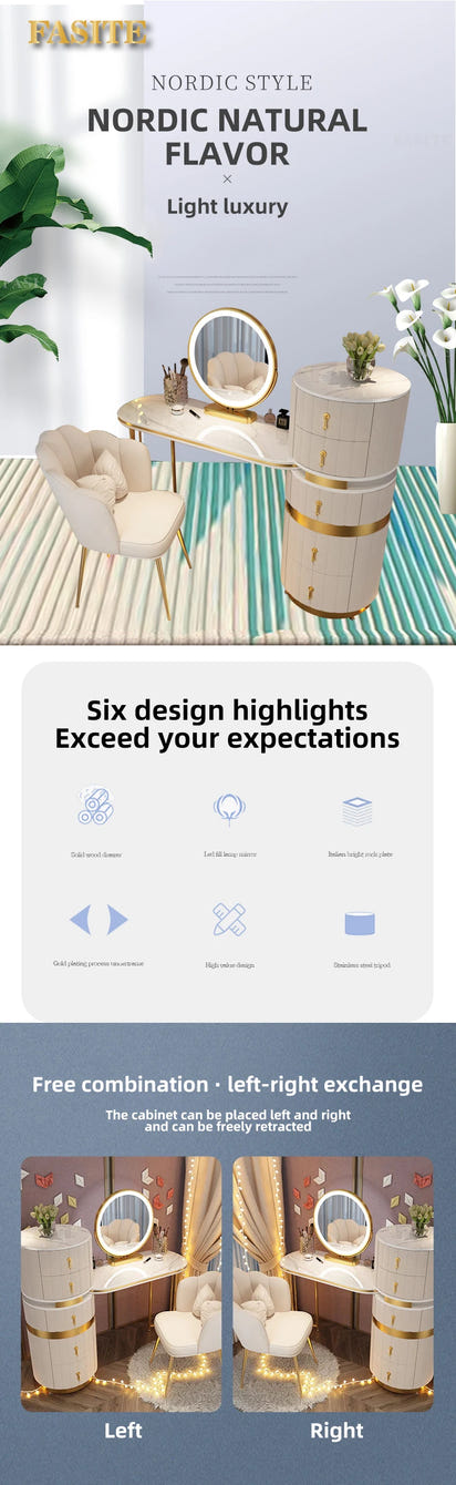 Bedroom Italian Light Luxury Dressing Table Wind Storage Cabinet One Small Apartment Makeup Dresser