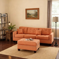 3pcs Modern Citrus Sectional Couch Sofa Leather Reversible Ottoman Chaise Linen Tufted Polyfiber Adhd Armchairs Bean Bag Bed