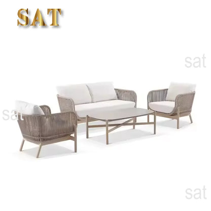 Hot Sales Teak Wood Rope Sofa Set For Home And Outdoor For Living Room Courtyard Hotel Villa Farmhouse