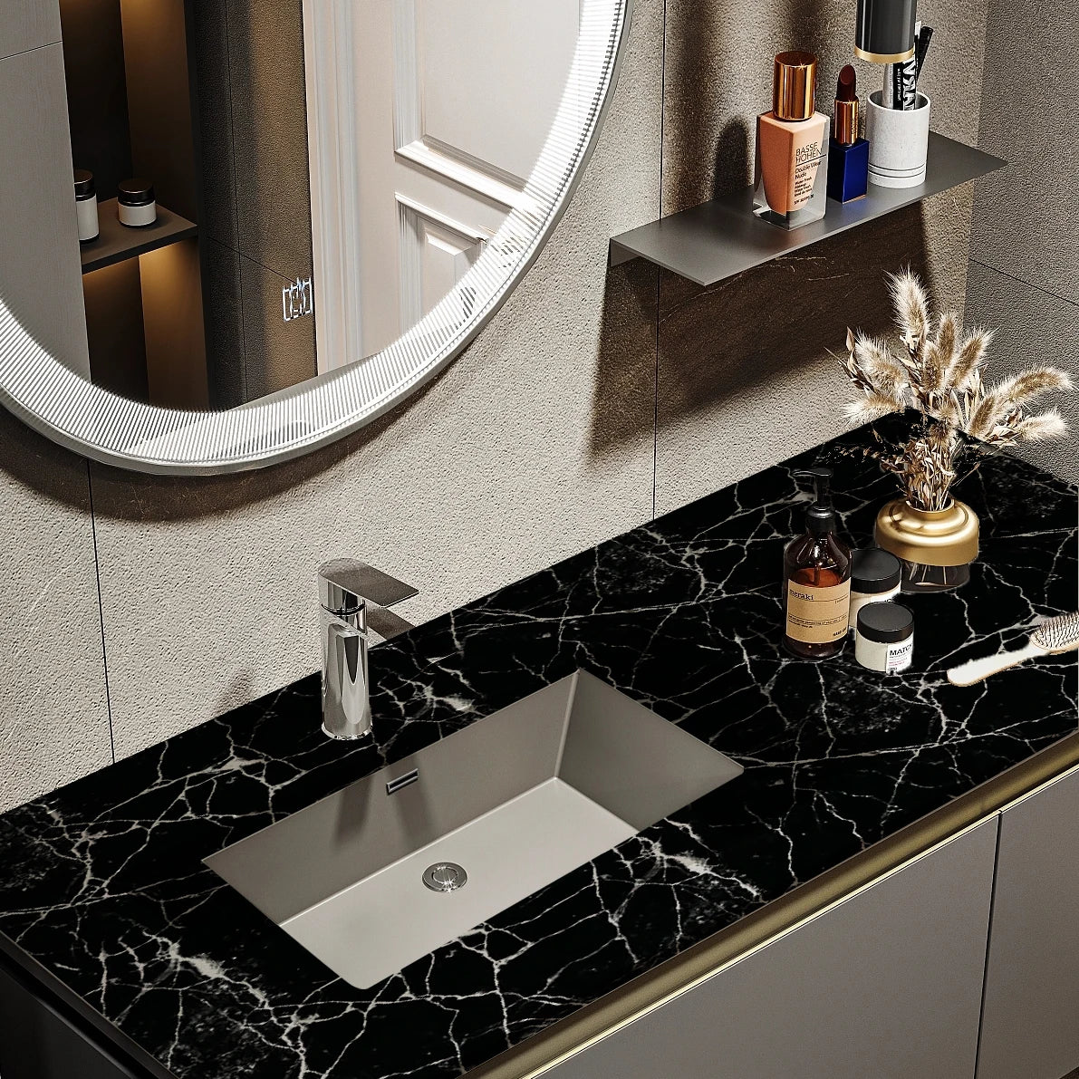 1 roll of marble self-adhesive wallpaper PET waterproof, flame-retardant, oil proof sticker background wall decorative wallpaper