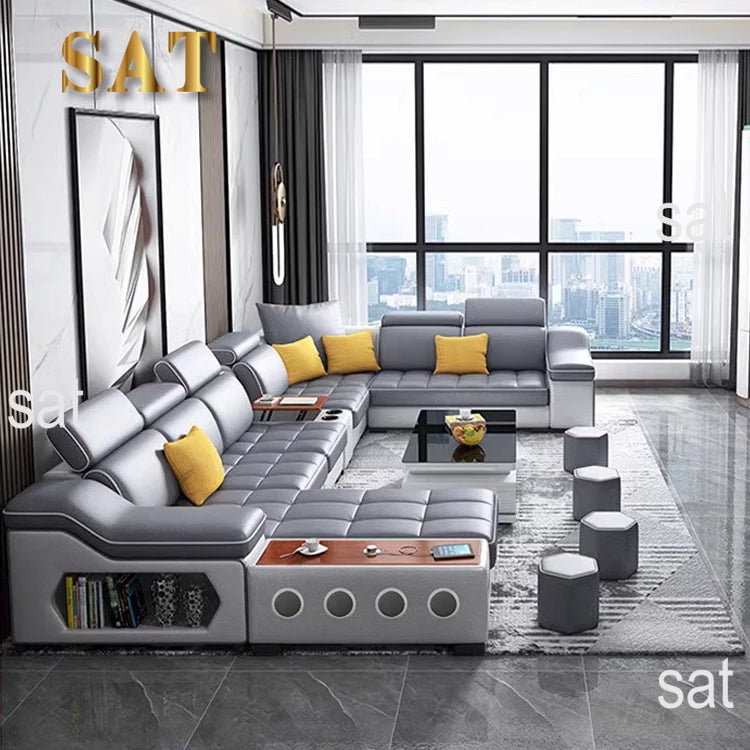 For Multifunctional U-Shaped Sofa Set Fabric Corner Sofa With Usb Speaker  Living Room Furniture 7 Seater Sofa China Furniture