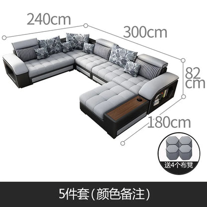 Modern 5 6 7 8-Seater Fabric Sofas Sectional Set for Living Room Hotel Furniture with Sponge Filling