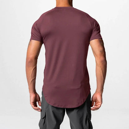 Men Summer Running Shirt Casual Solid Color Round Neck Quick-Drying Short Sleeve Athletic Tops for Streetwear