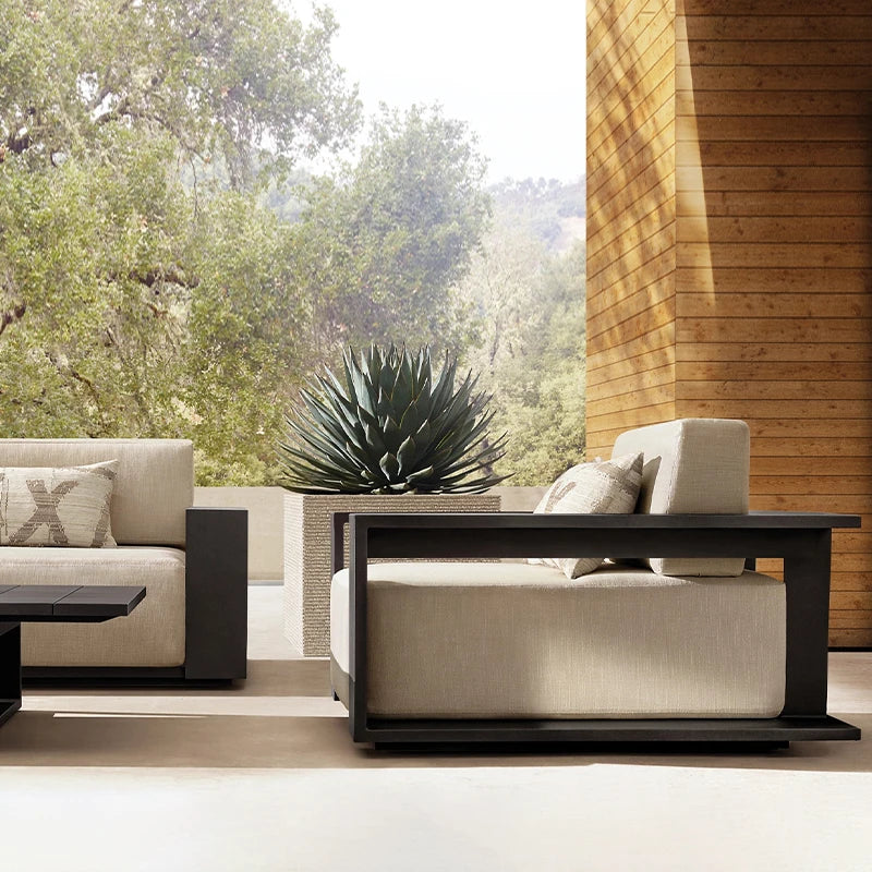 Hot Selling Villa Metal Outdoor Furniture  Patio Sectional Garden Sofa Set Black Aluminum Outdoor Sofa