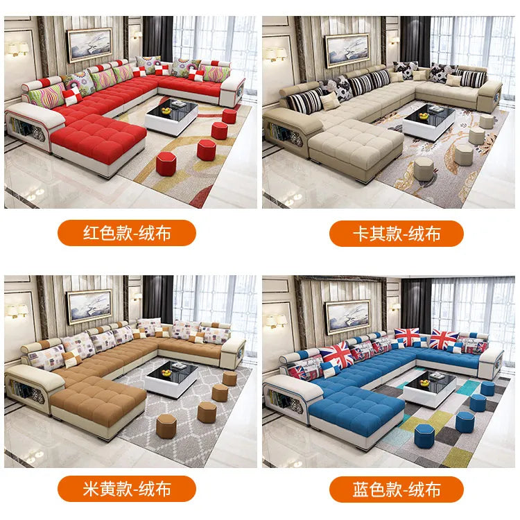 Fabric sofa, simple and modern size, living room, Nordic latex technology fabric sofa