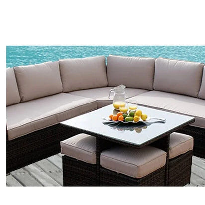 Outdoor Garden Rattan Sofa Set with Rope Seating - Durable Aluminum Frame Furniture Collection