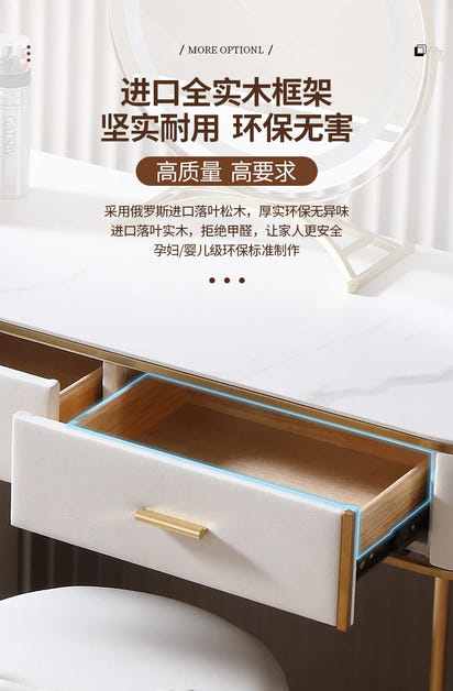 Light Mirror Vanity Table White Minimalist Drawers Storage Dressing Table Desk Makeup Mesa De Maquillaje Bedroom Furniture