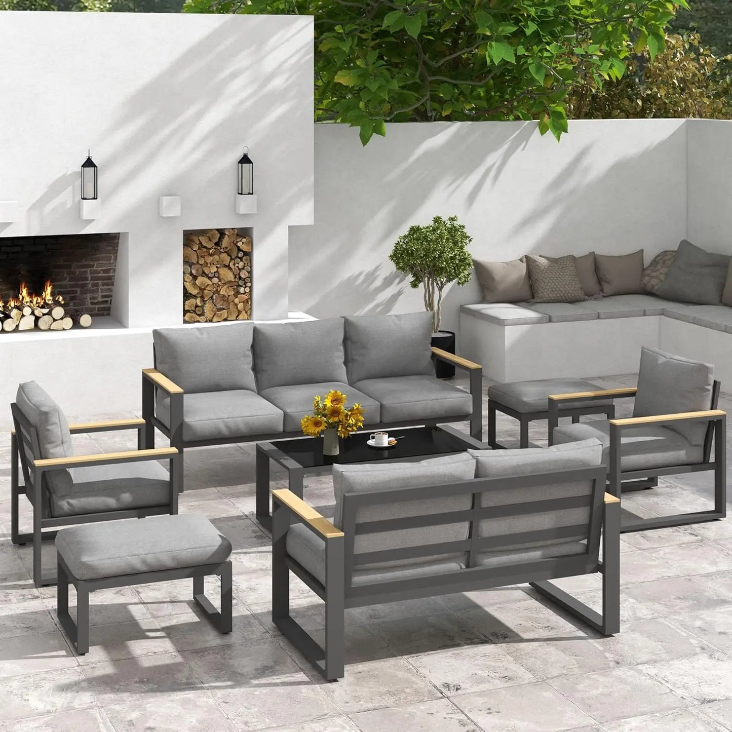Contemporary Furniture Aluminum Frame Garden Sofa Outdoor Furniture Garden Set Patio Furniture Outdoor