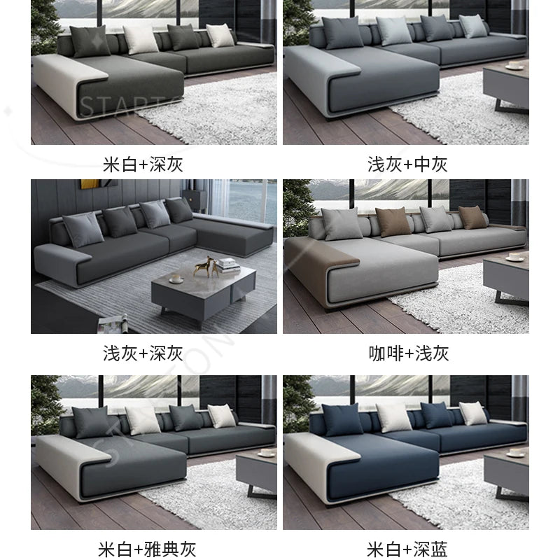 Grey Fabric Sofa Leisure Couch l Shape Sofa